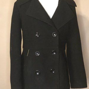 Style & Co Stretch Black Hooded Pea Coat  Poly, Sz S